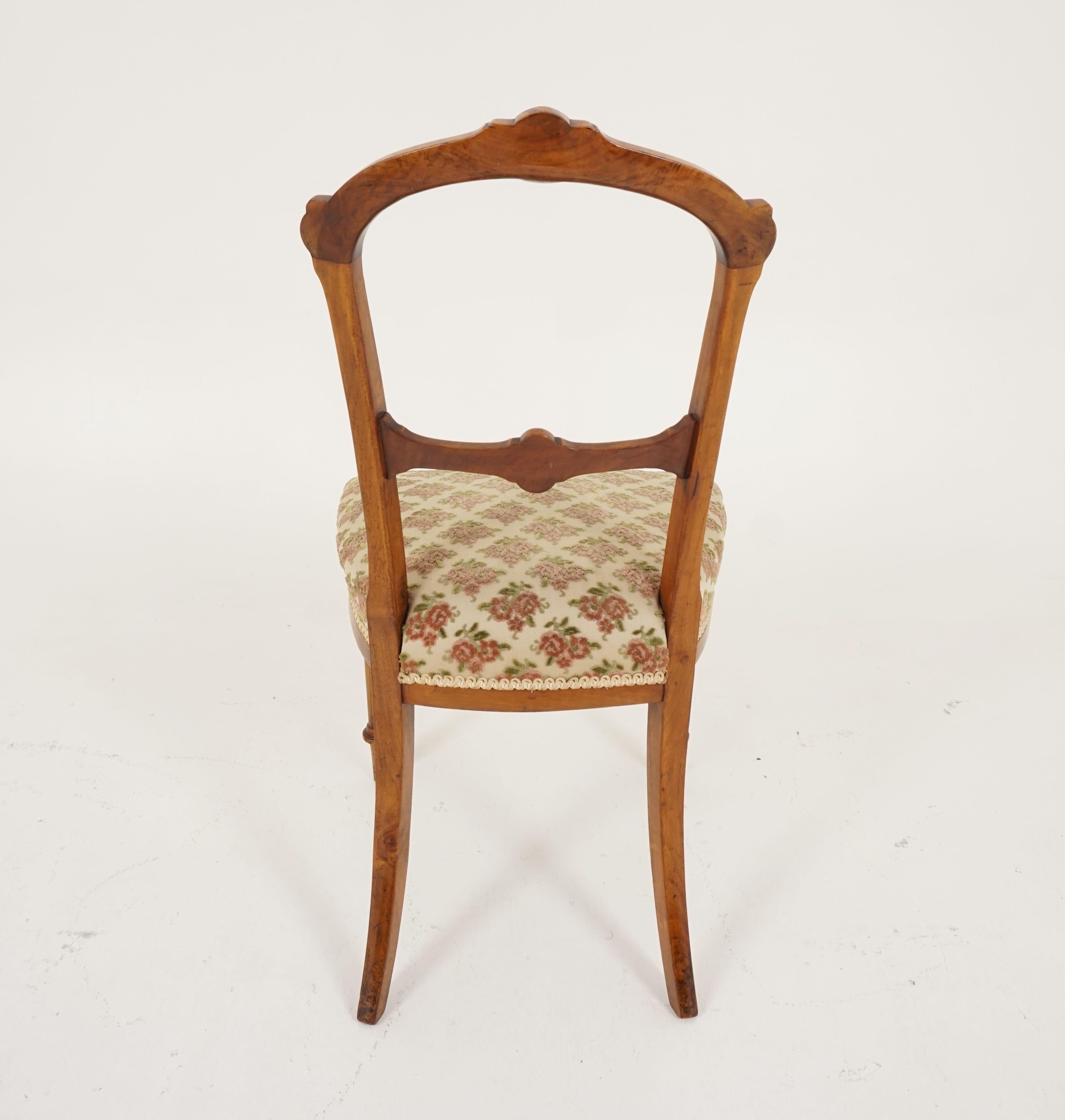 Hand-Crafted Antique Inlaid Walnut Occasional Chair, Antique Furniture, Scotland 1890, B2286