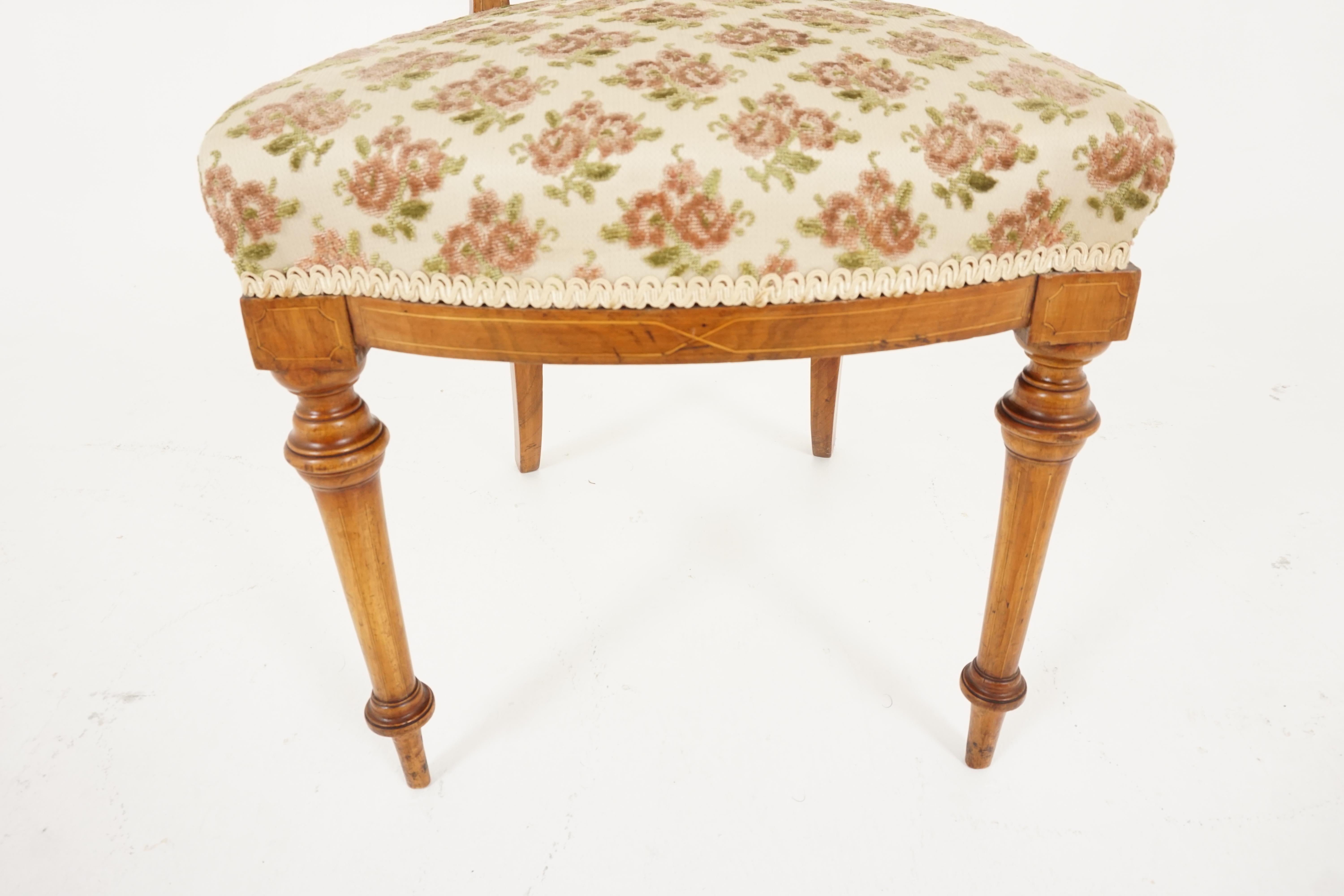 Antique Inlaid Walnut Occasional Chair, Antique Furniture, Scotland 1890, B2286 In Good Condition In Vancouver, BC