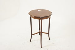 Antique Inlaid Walnut Occasional Table, Lamp, Plant Stand, Scotland 1900, H1124