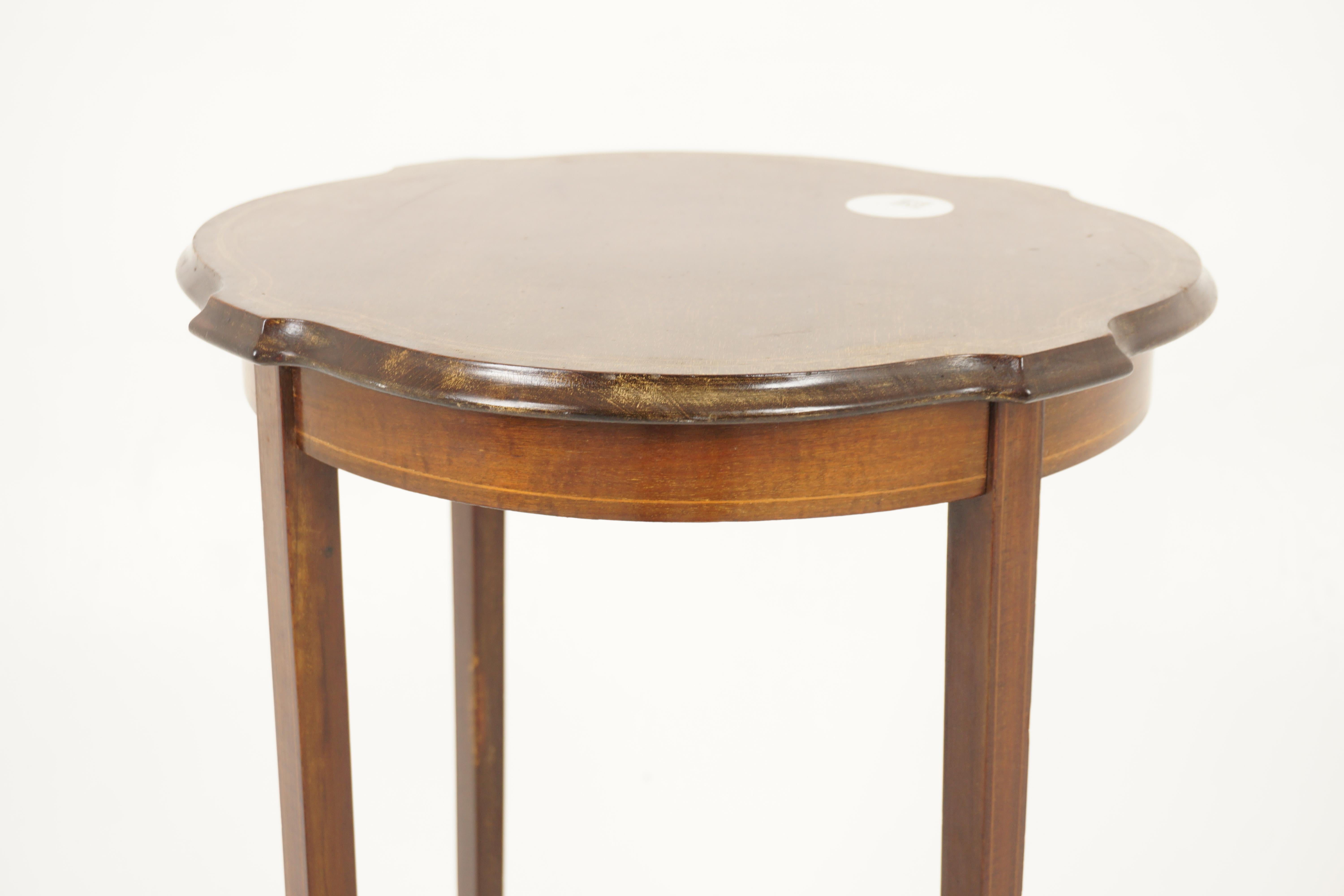 Early 20th Century Antique Inlaid Walnut Occasional Table, Lamp, Plant Stand, Scotland 1900, H1124 For Sale