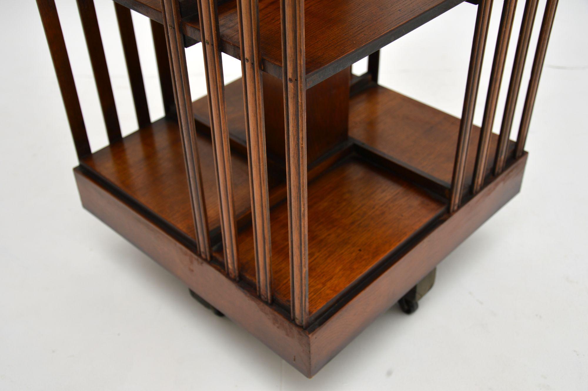 Antique Inlaid Walnut Revolving Bookcase In Good Condition In London, GB