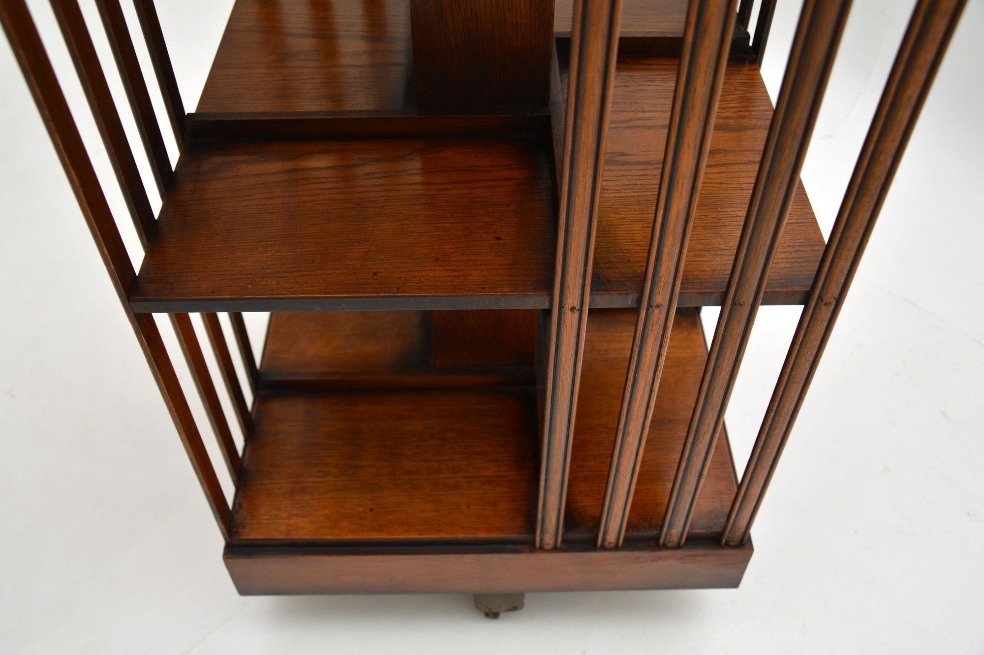 20th Century Antique Inlaid Walnut Revolving Bookcase