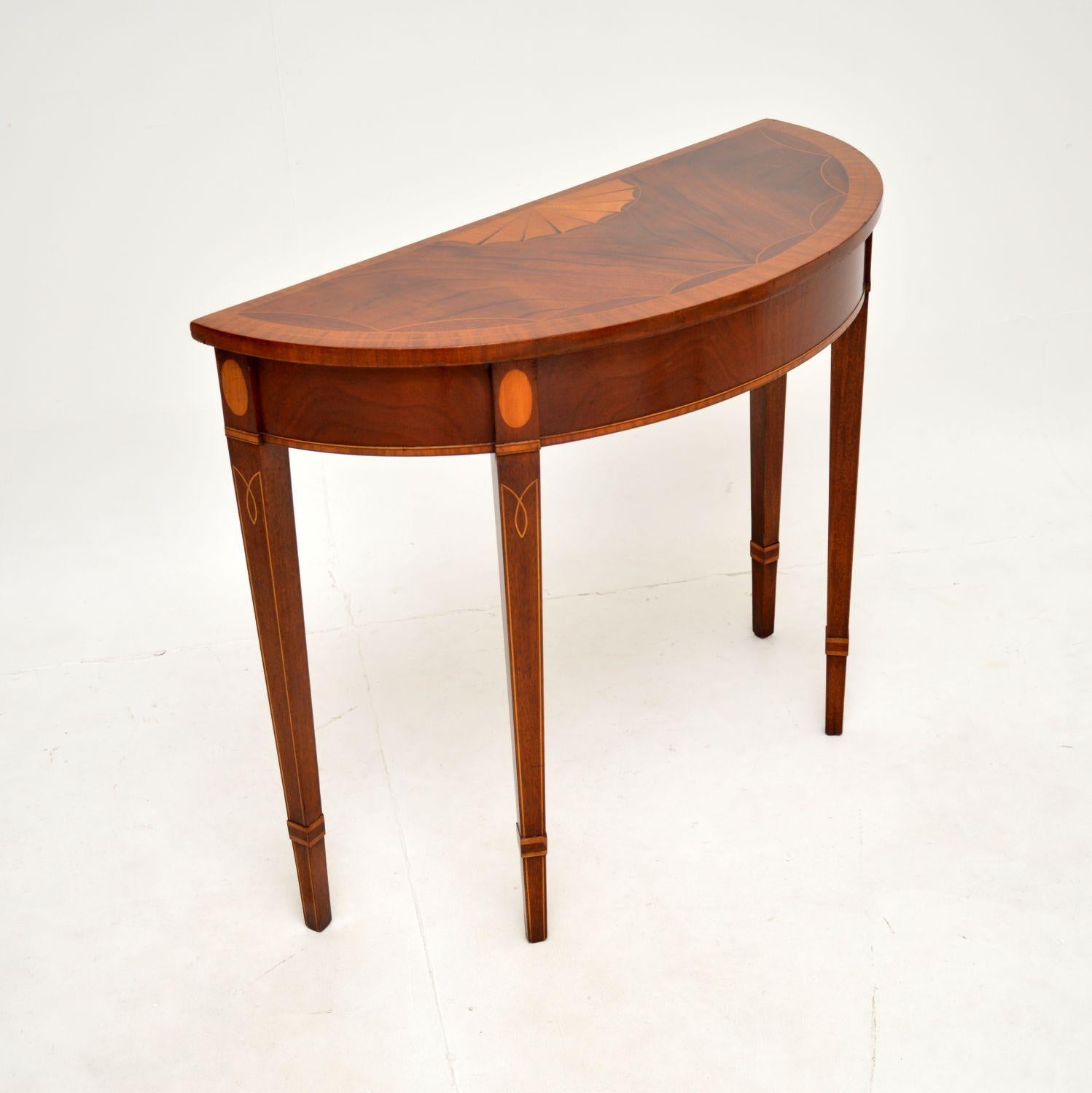 British Antique Inlaid Walnut Sheraton Style Console Table