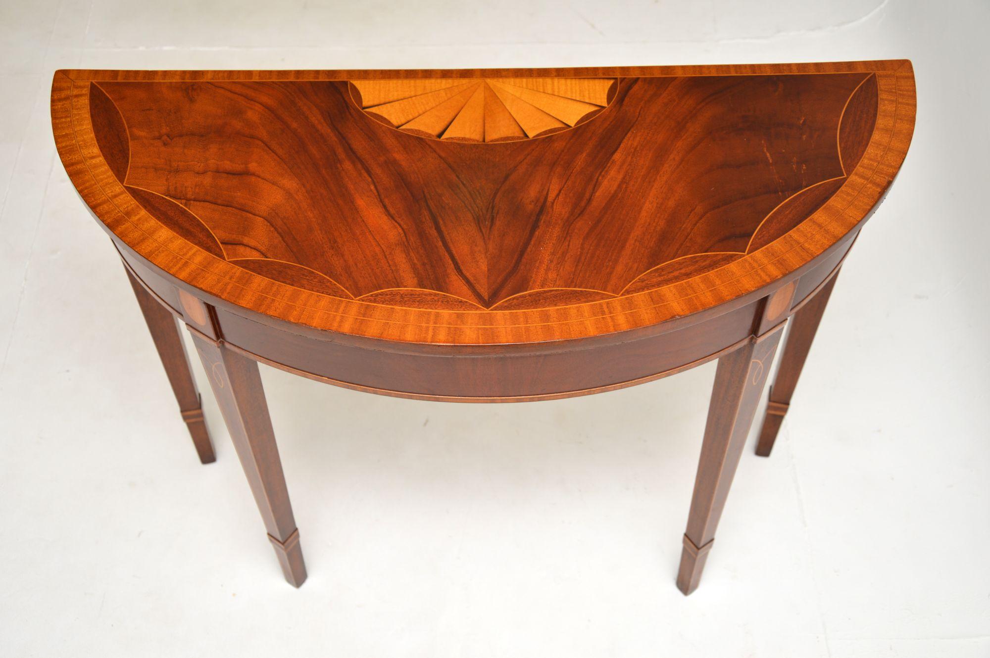 Antique Inlaid Walnut Sheraton Style Console Table In Good Condition In London, GB