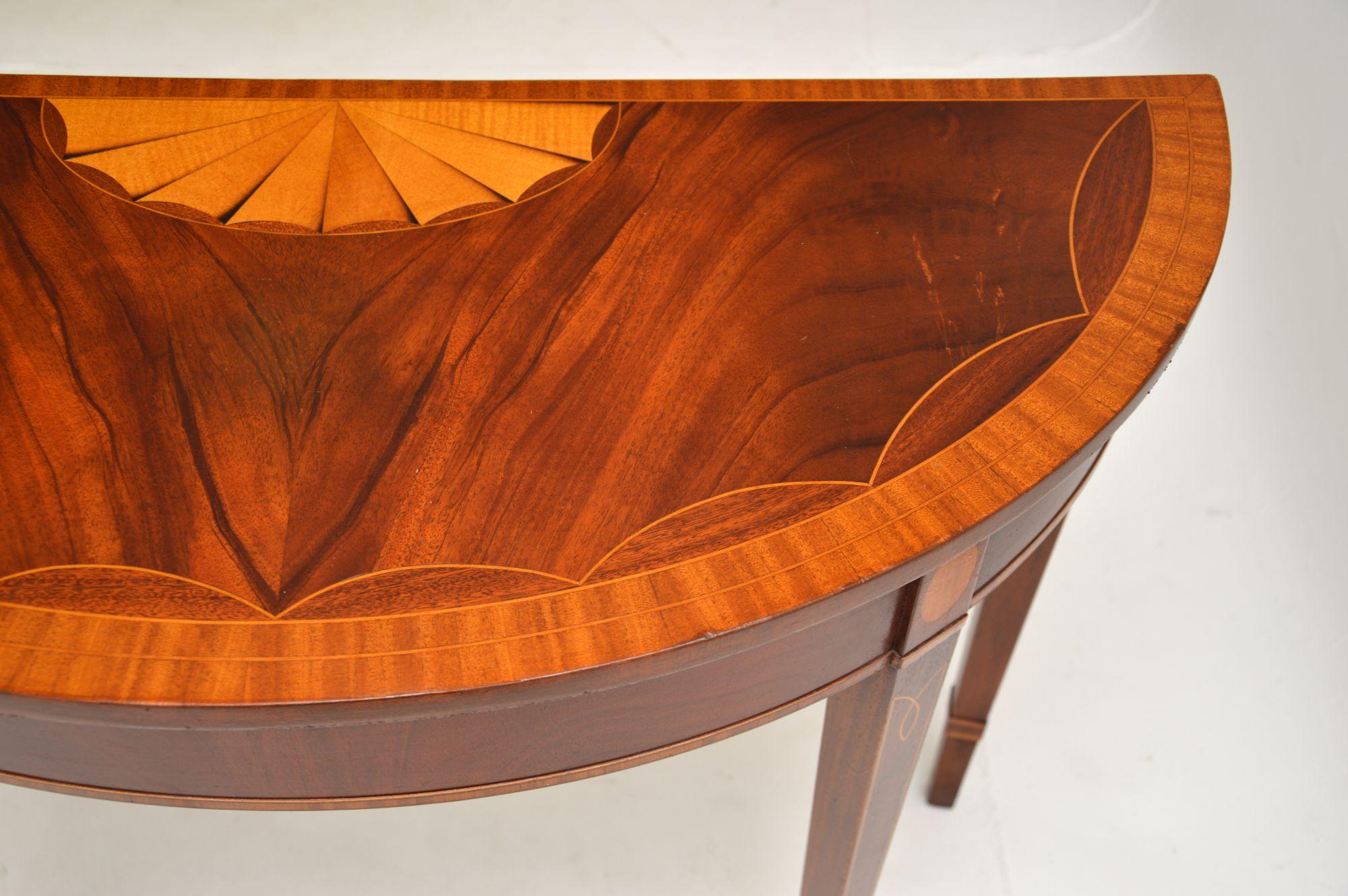 Satinwood Antique Inlaid Walnut Sheraton Style Console Table