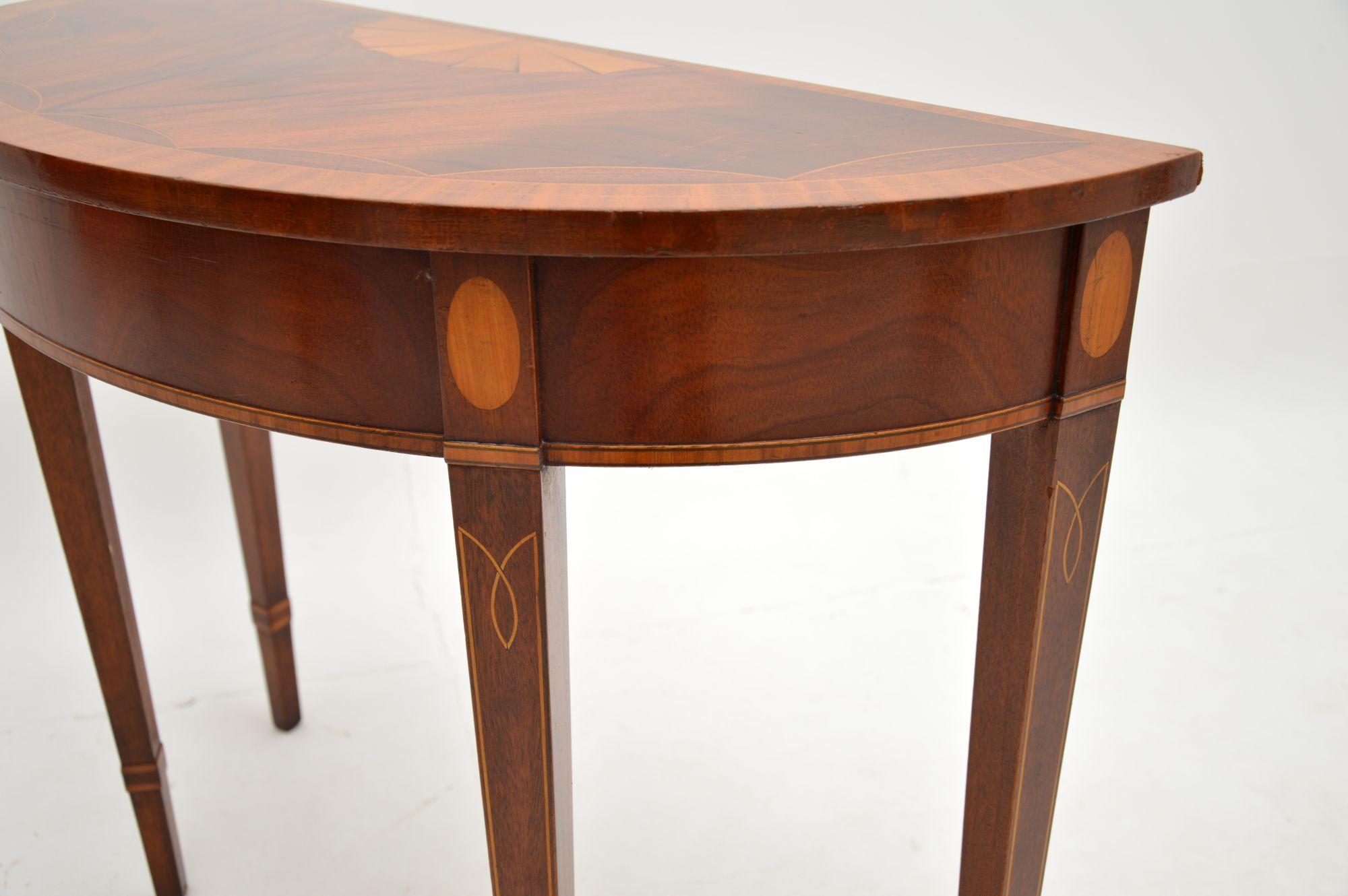 Antique Inlaid Walnut Sheraton Style Console Table 1
