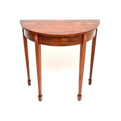 Antique Inlaid Yew Wood Console Table