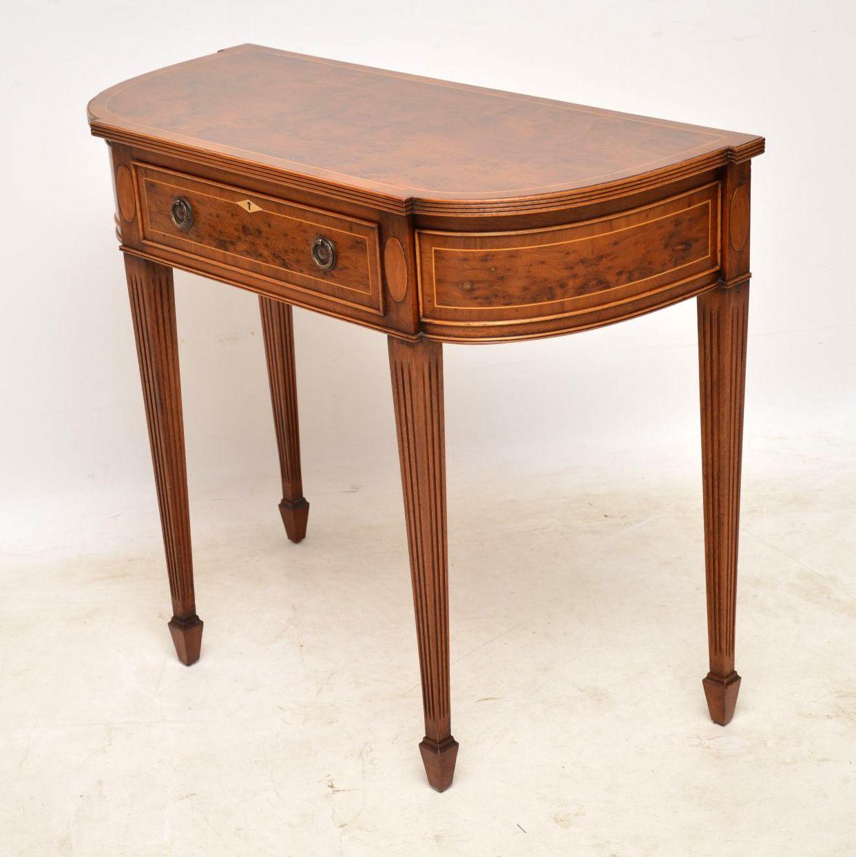 Georgian Antique Inlaid Yew Wood Console Table