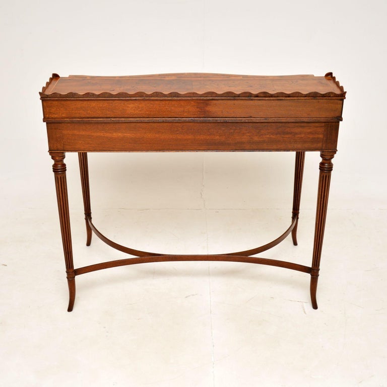 Antique Inlaid Yew Wood Escritoire Writing Table / Desk at 1stDibs