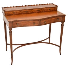 Antique Inlaid Yew Wood Escritoire Writing Table / Desk