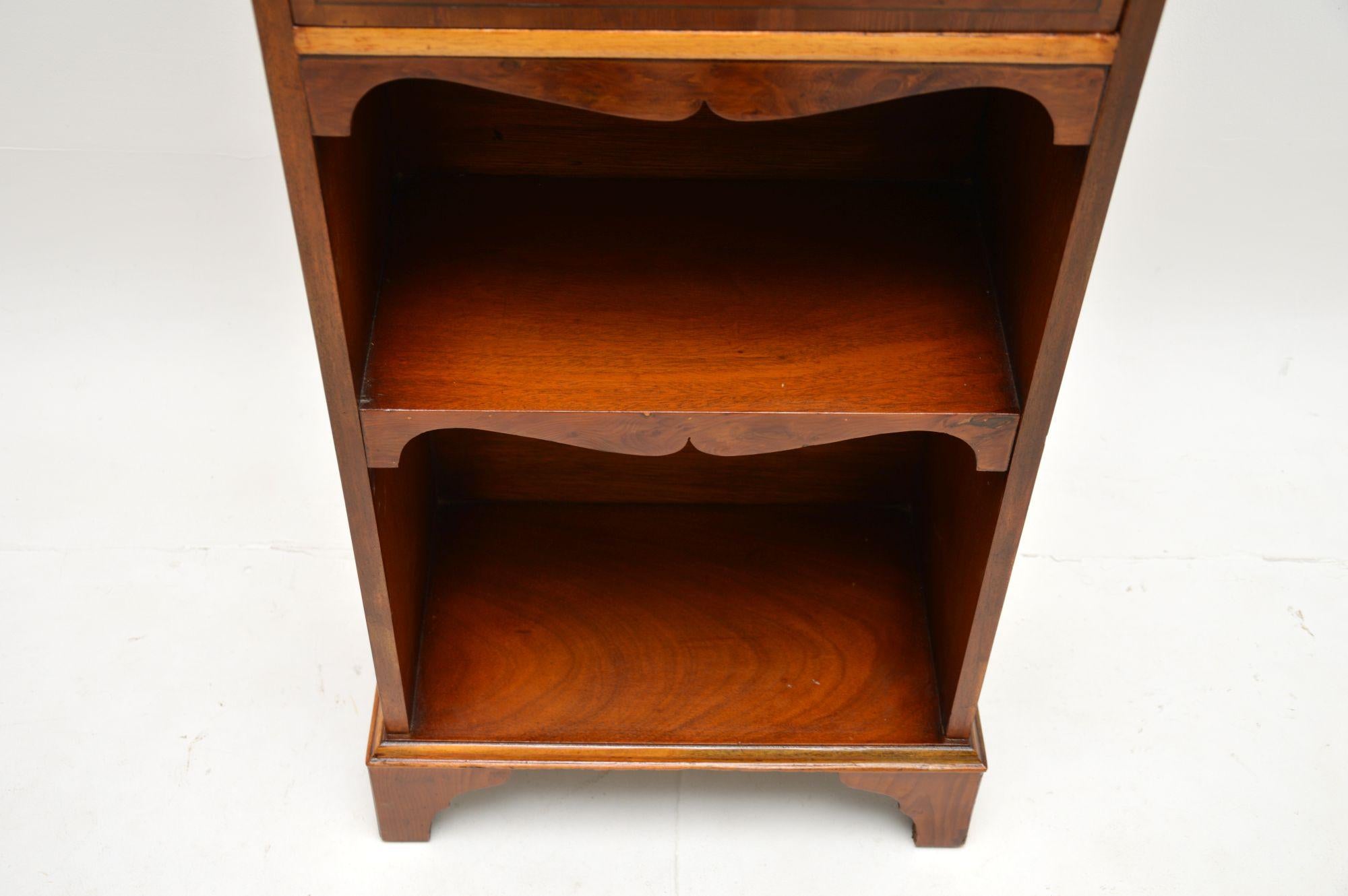 Antique Inlaid Yew Wood Open Bookcase 3