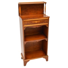 Antique Inlaid Yew Wood Open Bookcase
