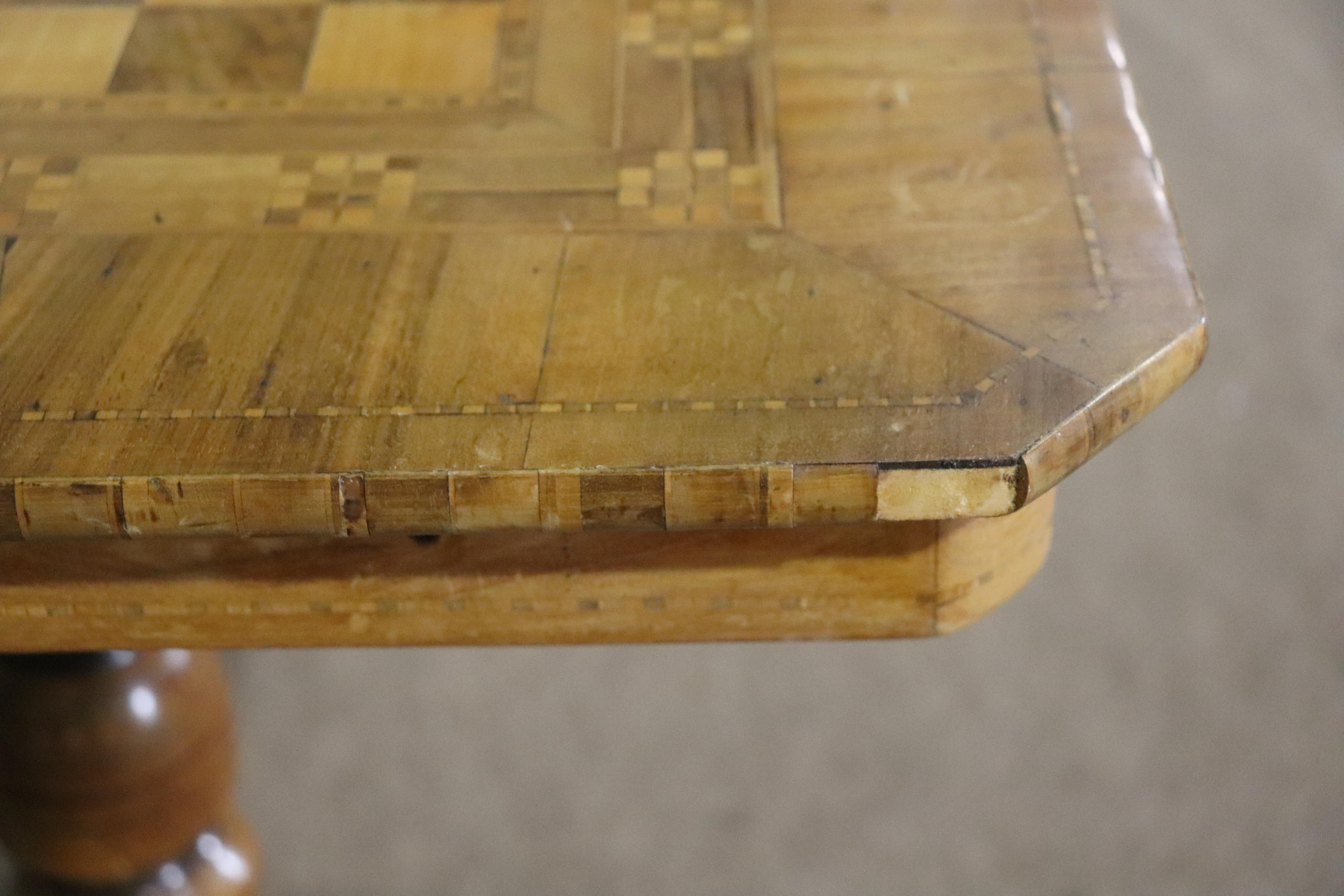 Antique Inlay Game Table For Sale 1