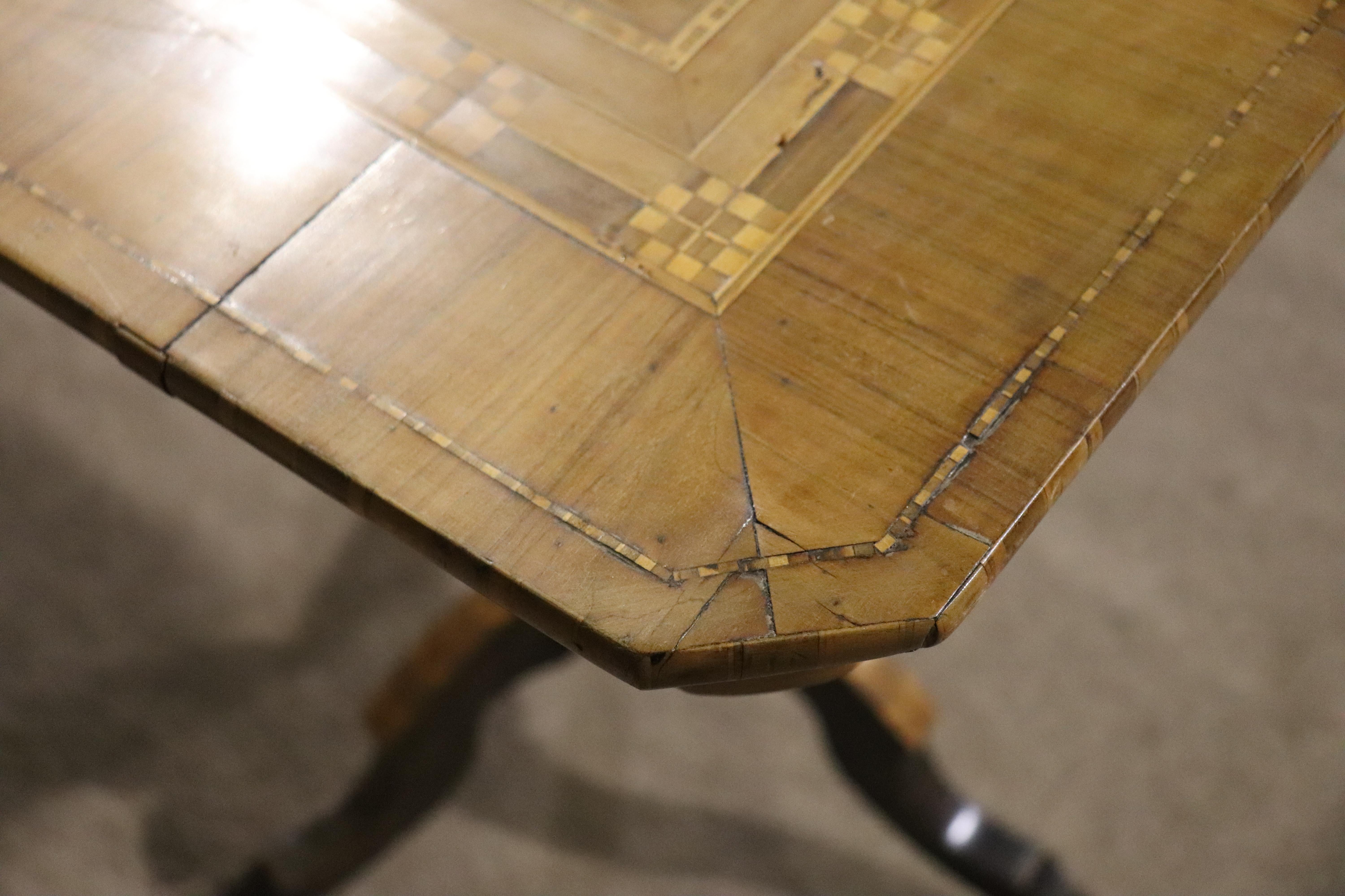 Antique Inlay Game Table For Sale 2