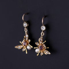Antique Insect Earrings of 15ct Gold