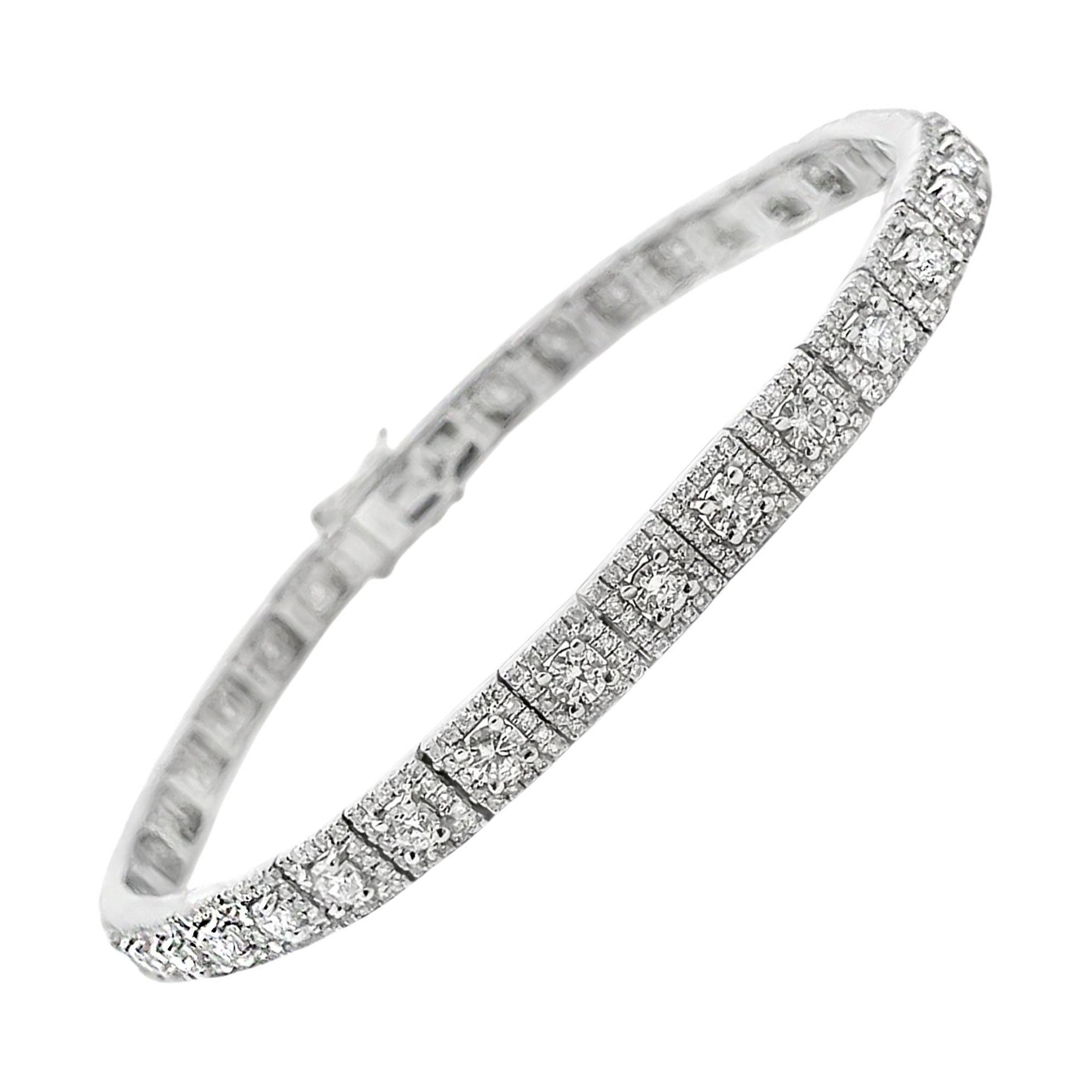 Antike inspiriert 18K Weißgold 4,48 Ct natürlichen Diamanten quadratischen Tennis-Armband