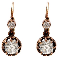 Boucles d'oreilles pendantes en or 18k avec 1,93 carat de diamant d'inspiration antique