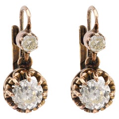 Antique Inspired 1.93 Carat Old Mine Diamond 18K Rose Gold Earrings