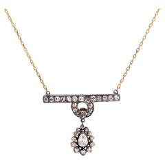 Antique inspired 2 carat total weight diamond 18k rose gold silver necklace