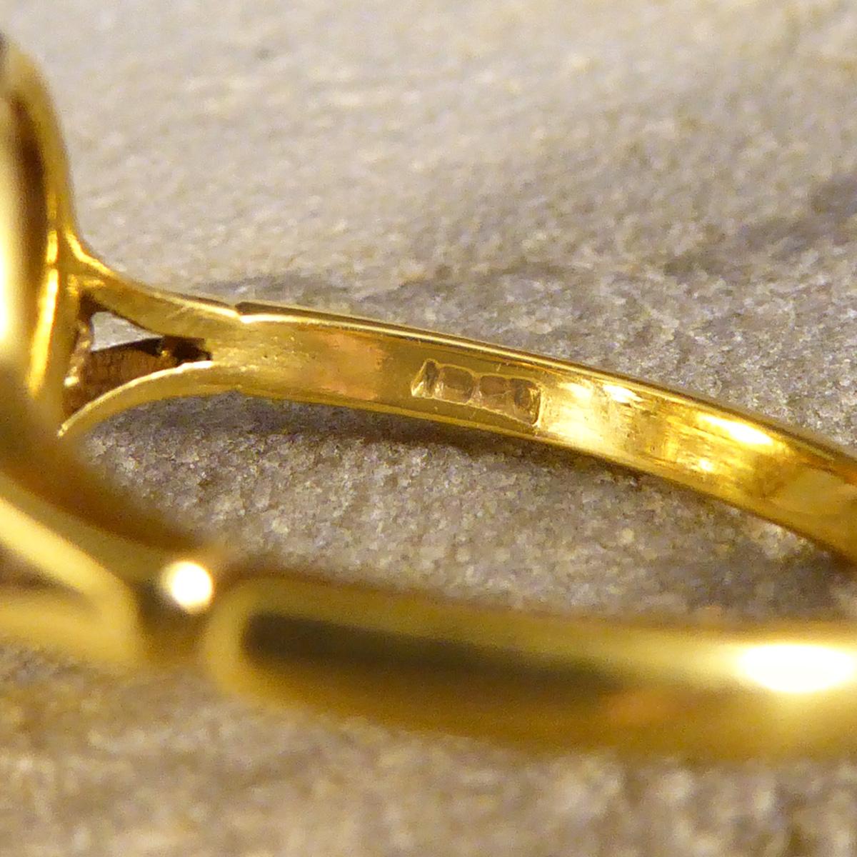 Antiker inspirierter Cluster-Ring mit 2,60 Karat gelbem Saphir und Diamant im Altschliff aus 18 Karat Damen