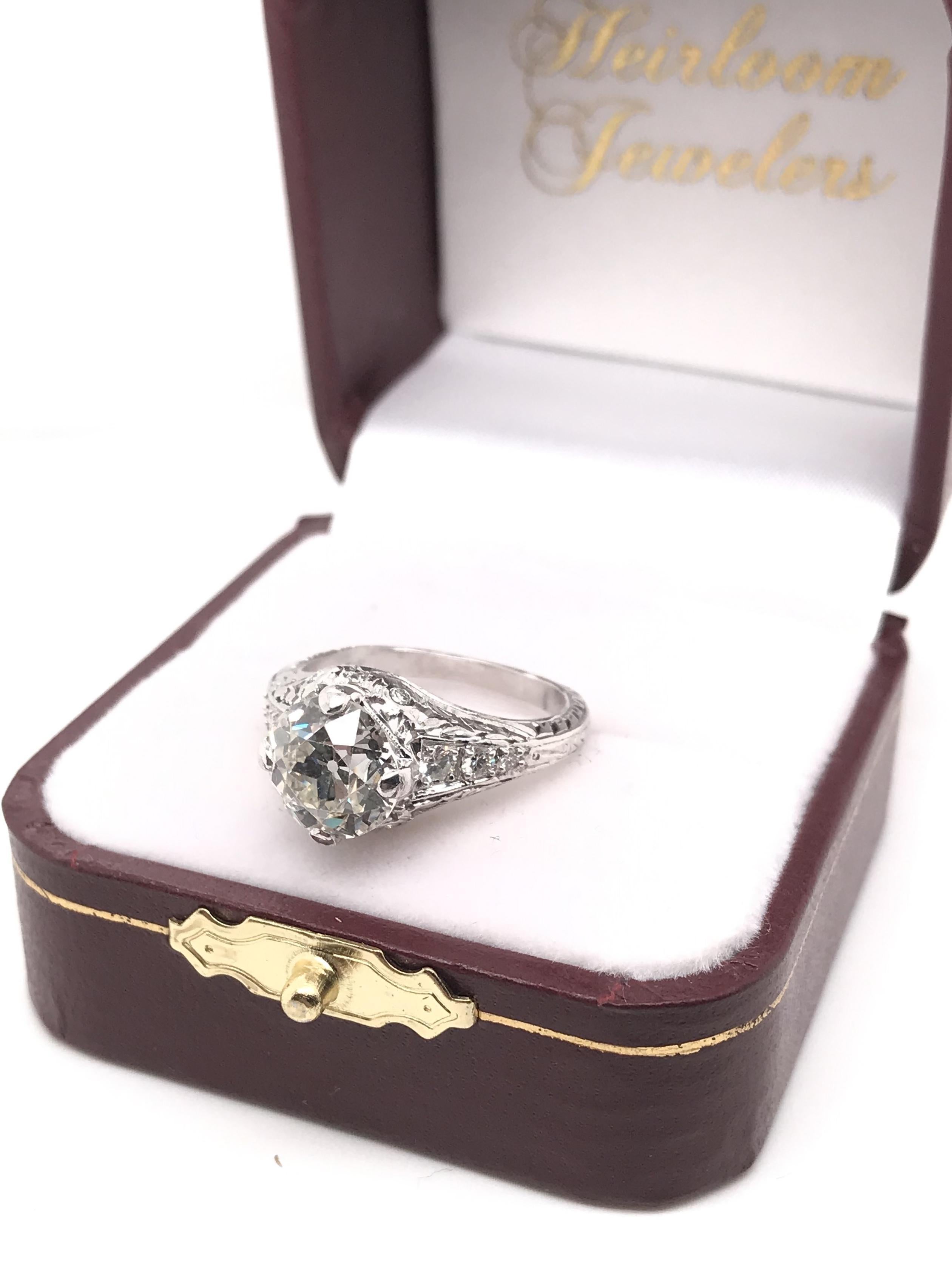 Antique Inspired 2.75 Carat Diamond Filigree Ring 6