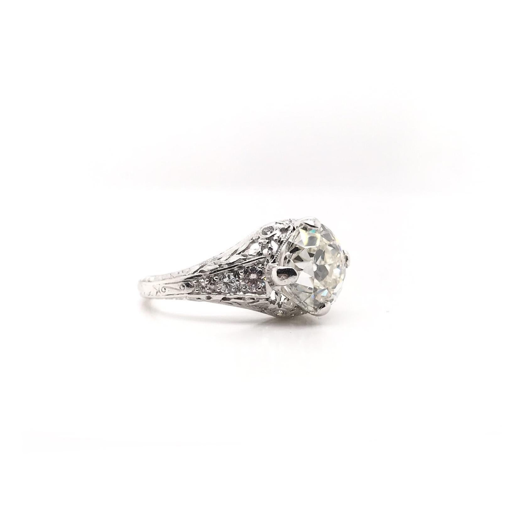Art Deco Antique Inspired 2.75 Carat Diamond Filigree Ring