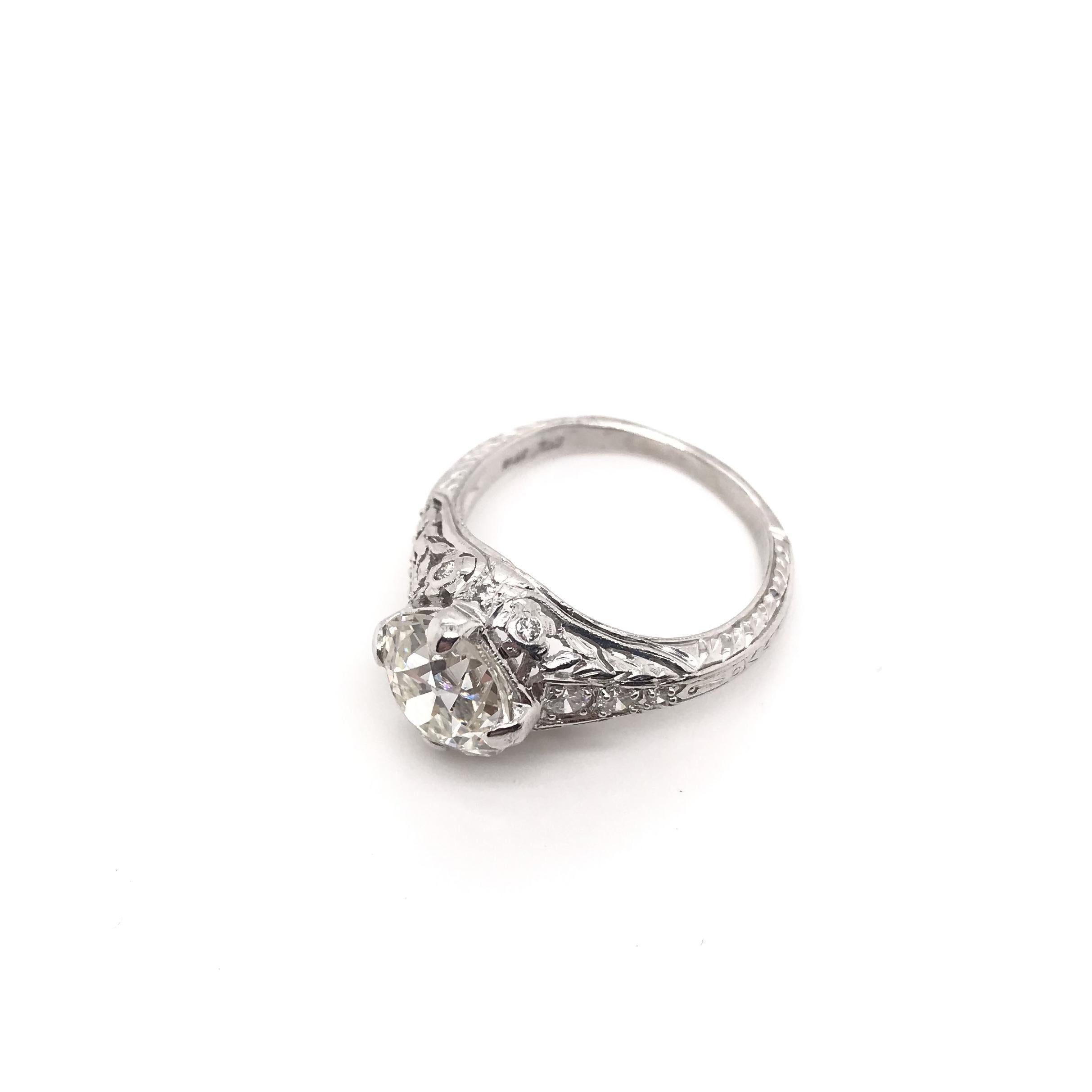 Antique Inspired 2.75 Carat Diamond Filigree Ring In Excellent Condition In Montgomery, AL