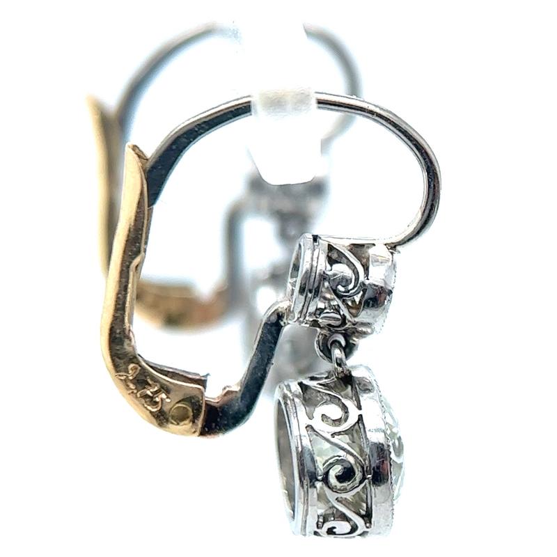 Antique Inspired 2.75 Carats Old European Cut Diamonds Platinum Drop Earrings For Sale 1