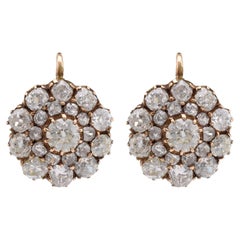 Antique Inspired 6.06 Carat Old Mine Diamond 18K Yellow Gold Earrings