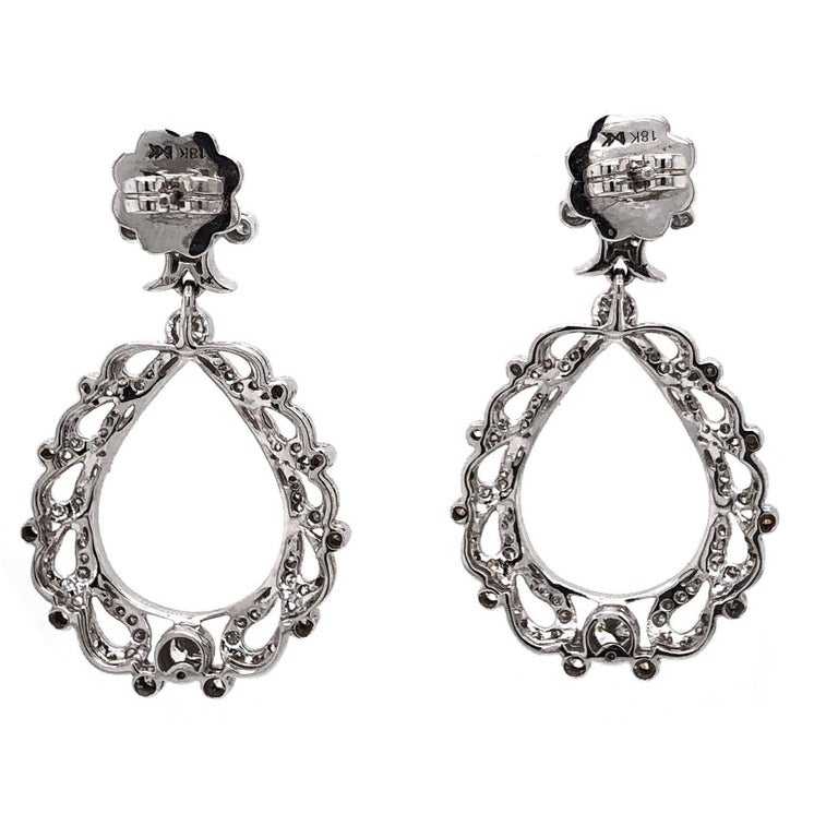 Antique Inspired Chandelier Drop Pavé Diamond Earrings 1.99 Carat 18k