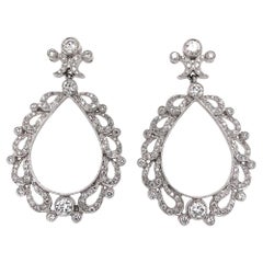 Antique Inspired Chandelier Drop Pavé Diamond Earrings 1.99 Carat 18k
