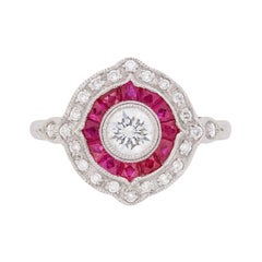 Vintage-Inspired Diamond and Ruby Target Ring