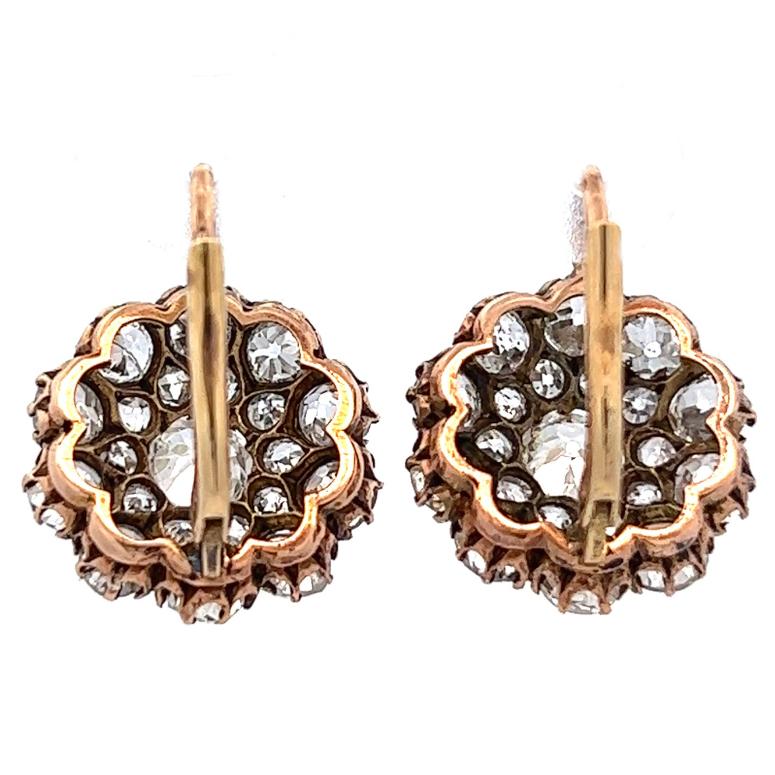 Antike inspirierte Diamant-Cluster-Tropfen-Ohrringe 1