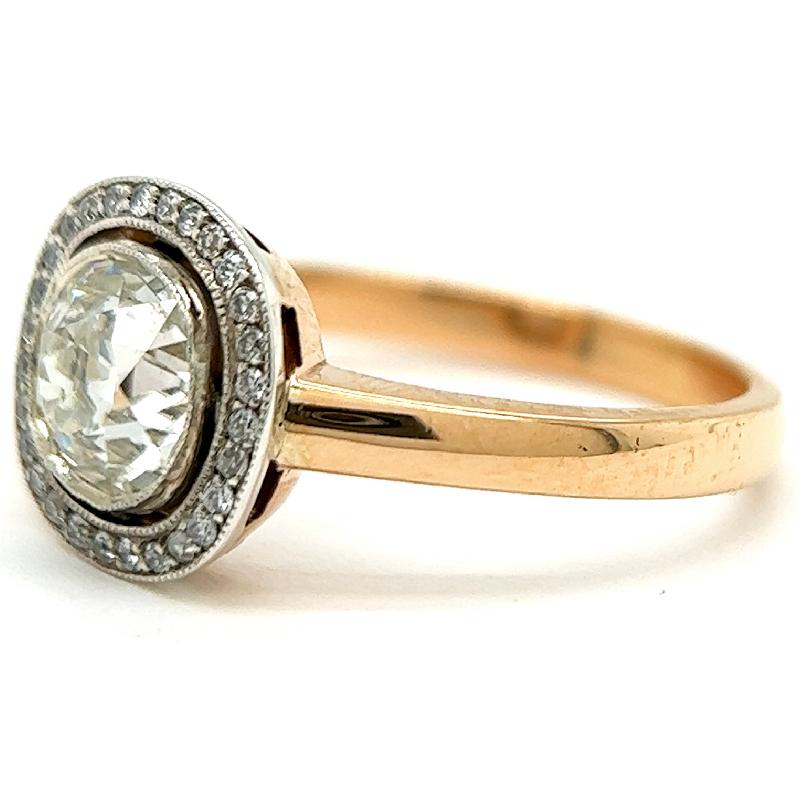 Antique Inspired GIA 1.02 Carat Old European Cut Diamond 18K Rose Gold Halo Ring 1