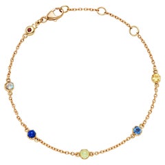 Antikes inspiriertes acros „Lucky“-Armband aus Gelbgold mit mehreren Edelsteinen