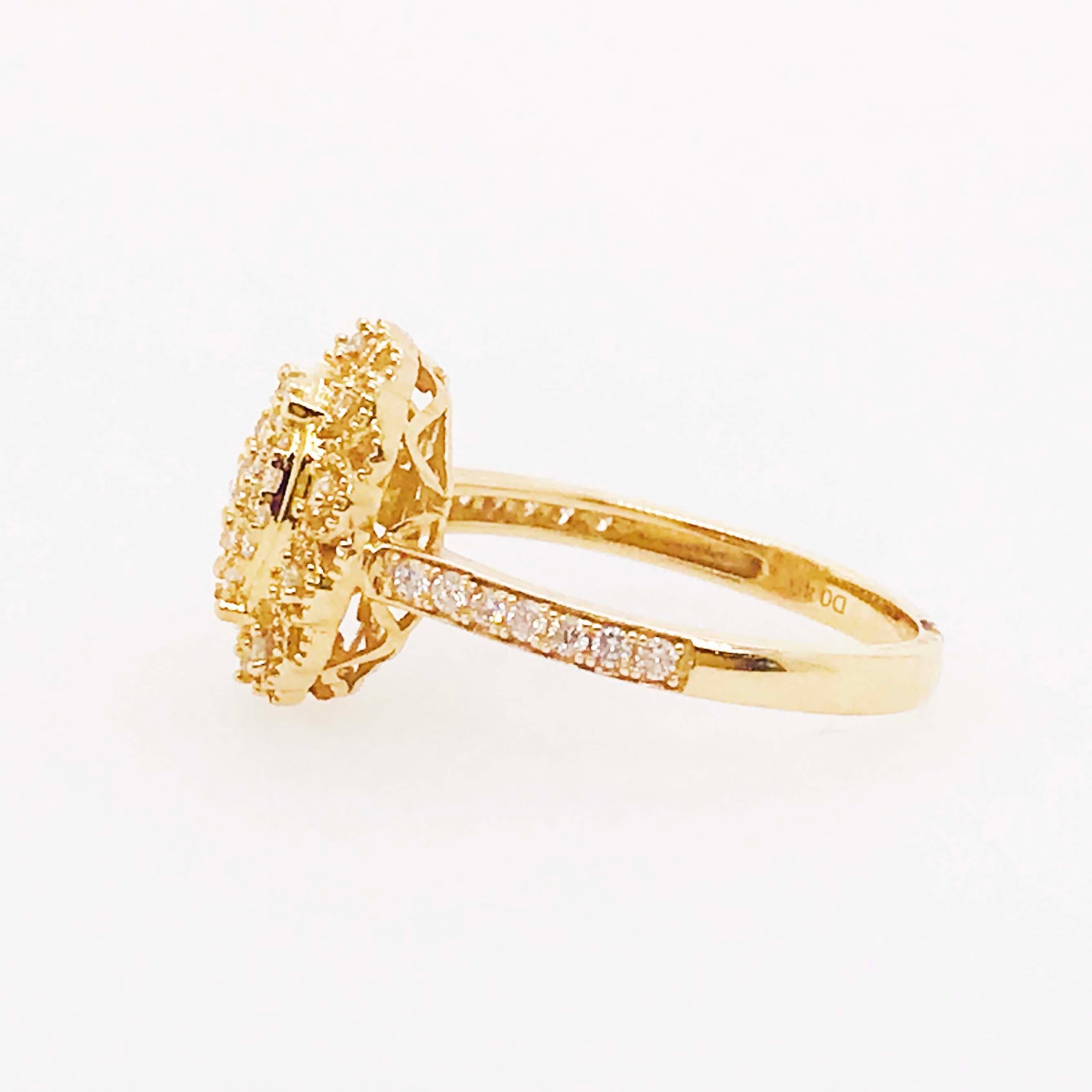 Antique Inspired Oval Pave 1/2 Carat Diamond Engagement Ring in Yellow Gold 4