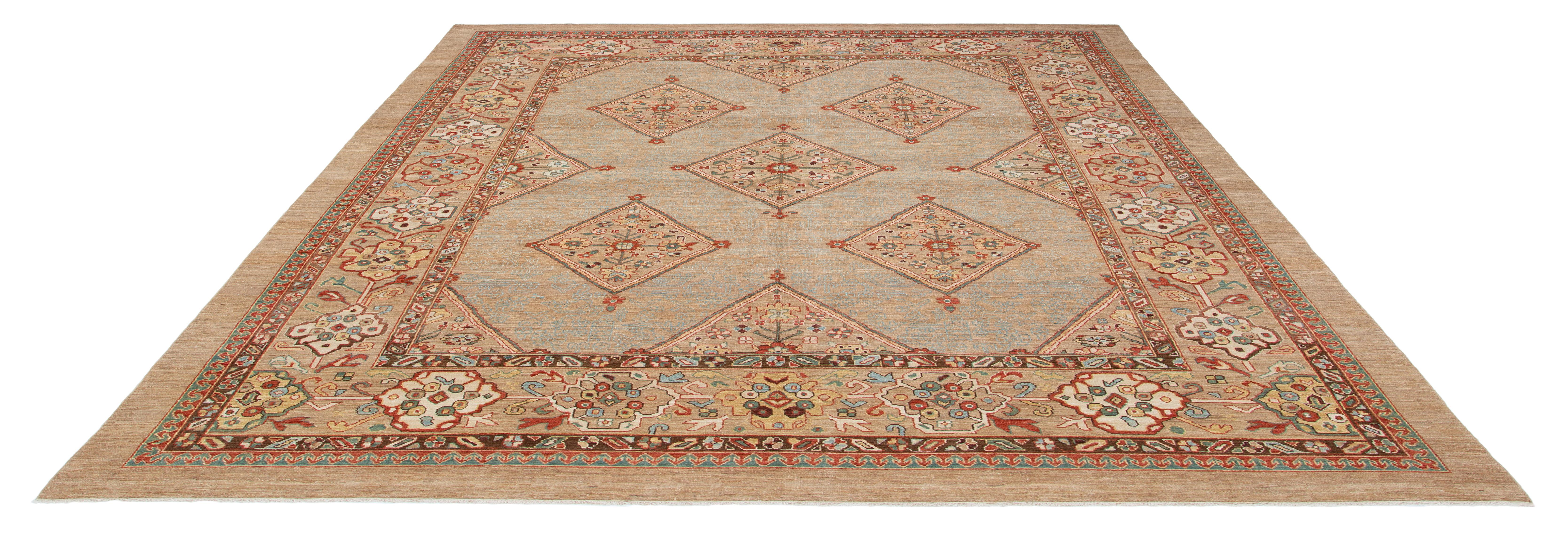 Contemporary Antique-Inspired Persian Camelhair Kurdish Rug For Sale
