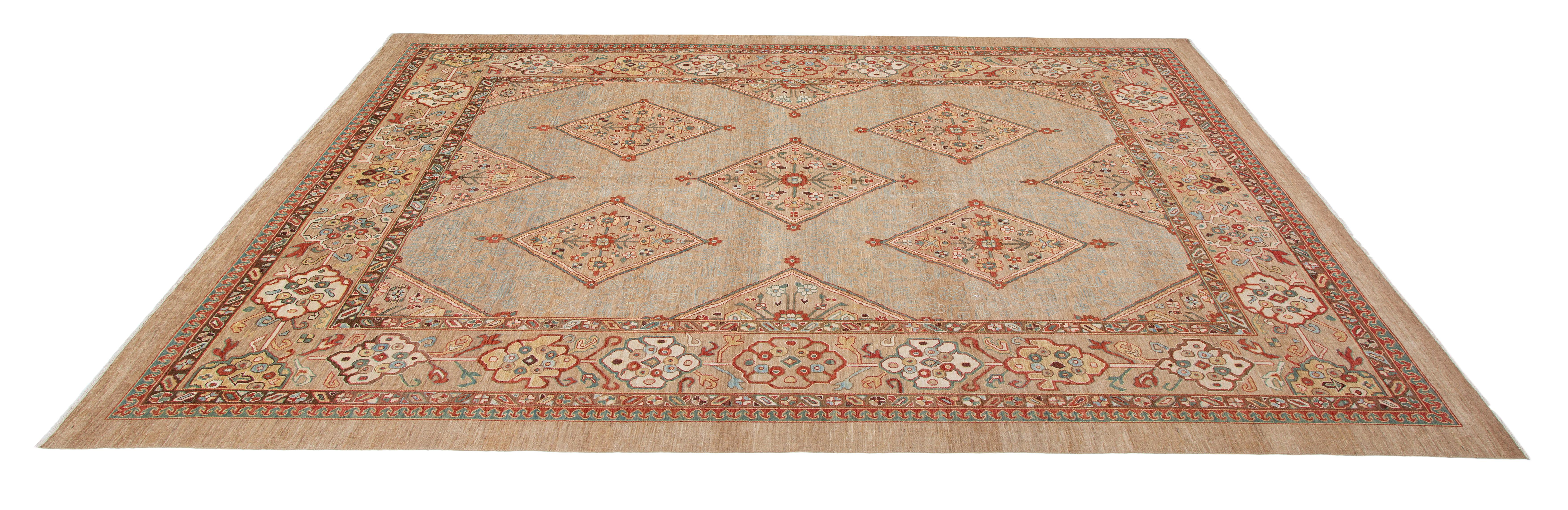 Antique-Inspired Persian Camelhair Kurdish Rug For Sale 2