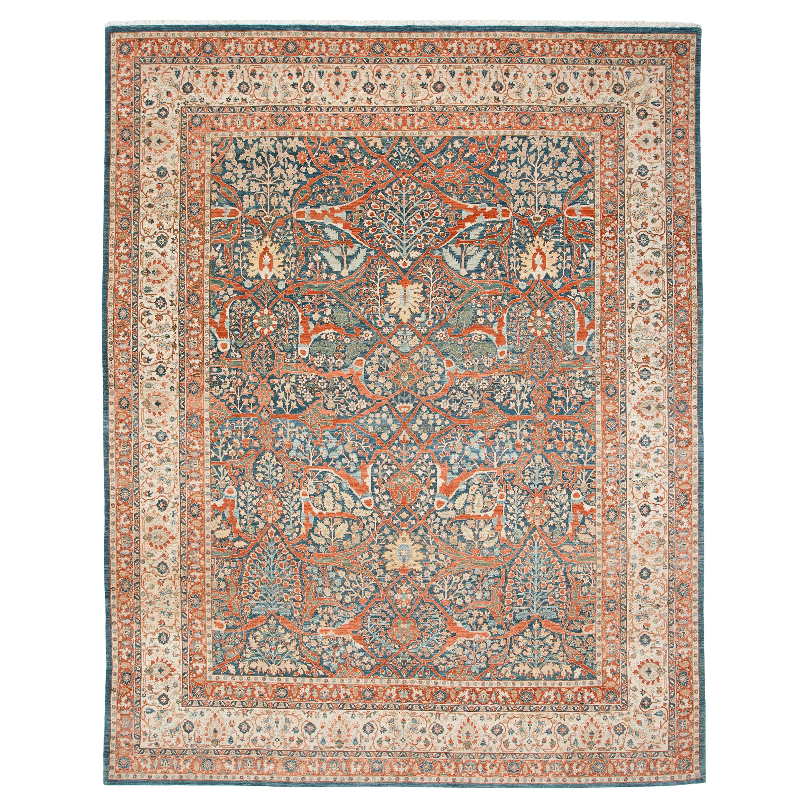 Antique-Inspired Persian Tabriz Handwoven Rug