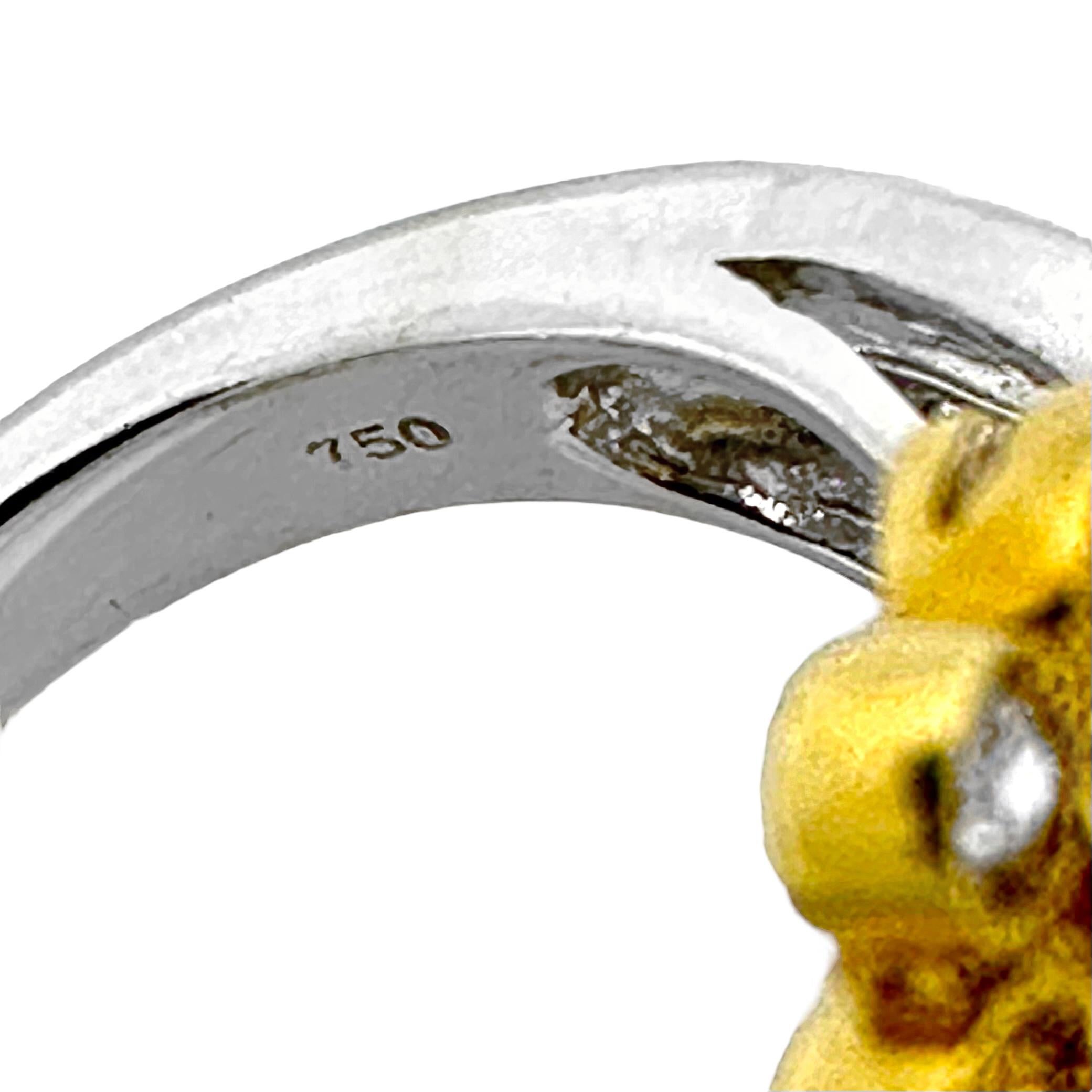 Bague d'inspiration ancienne en or jaune et blanc 18 carats avec diamants en vente 5
