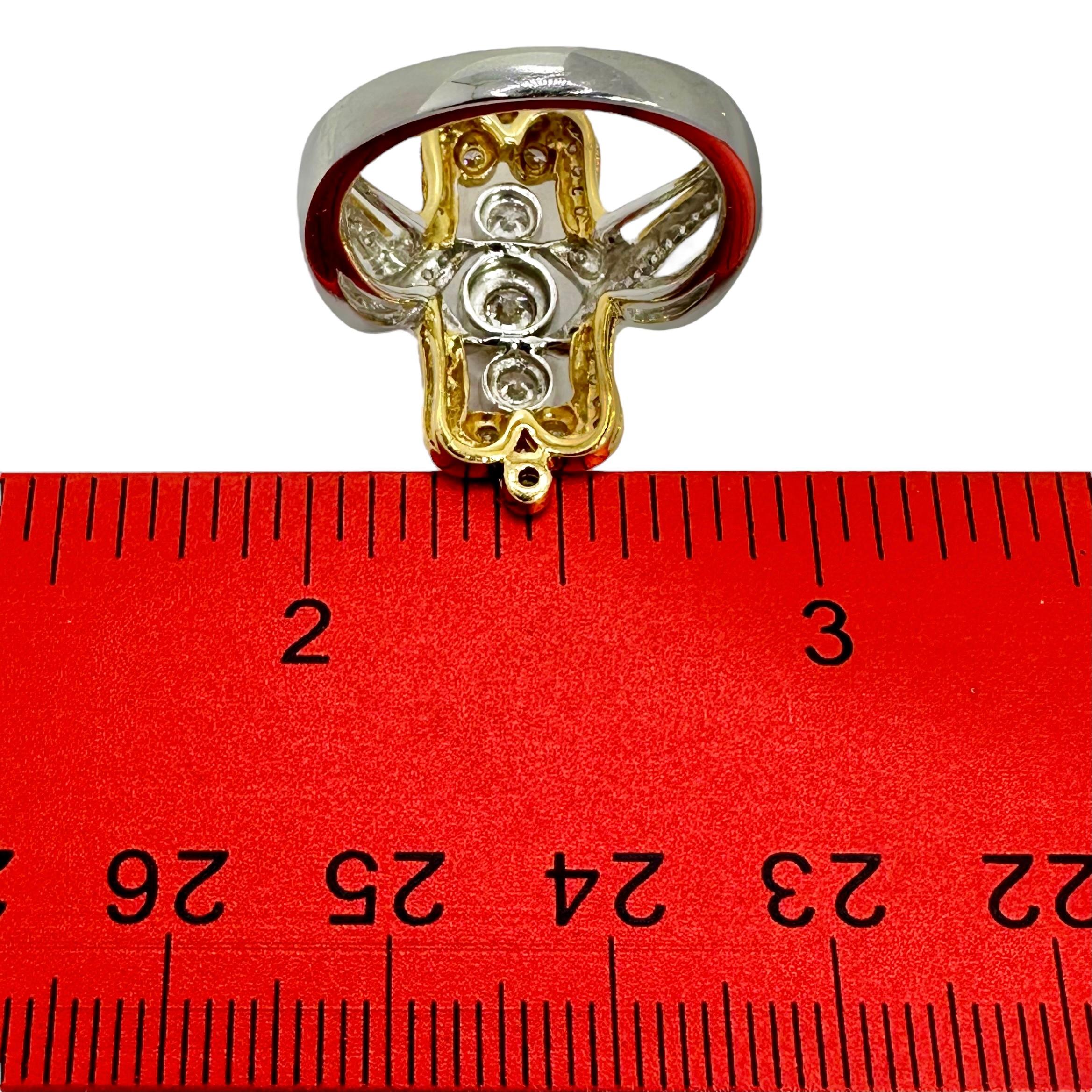 Bague d'inspiration ancienne en or jaune et blanc 18 carats avec diamants en vente 8