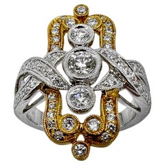 Von der Antike inspirierter Ring aus 18K Gelb- und Weißgold mit Diamanten