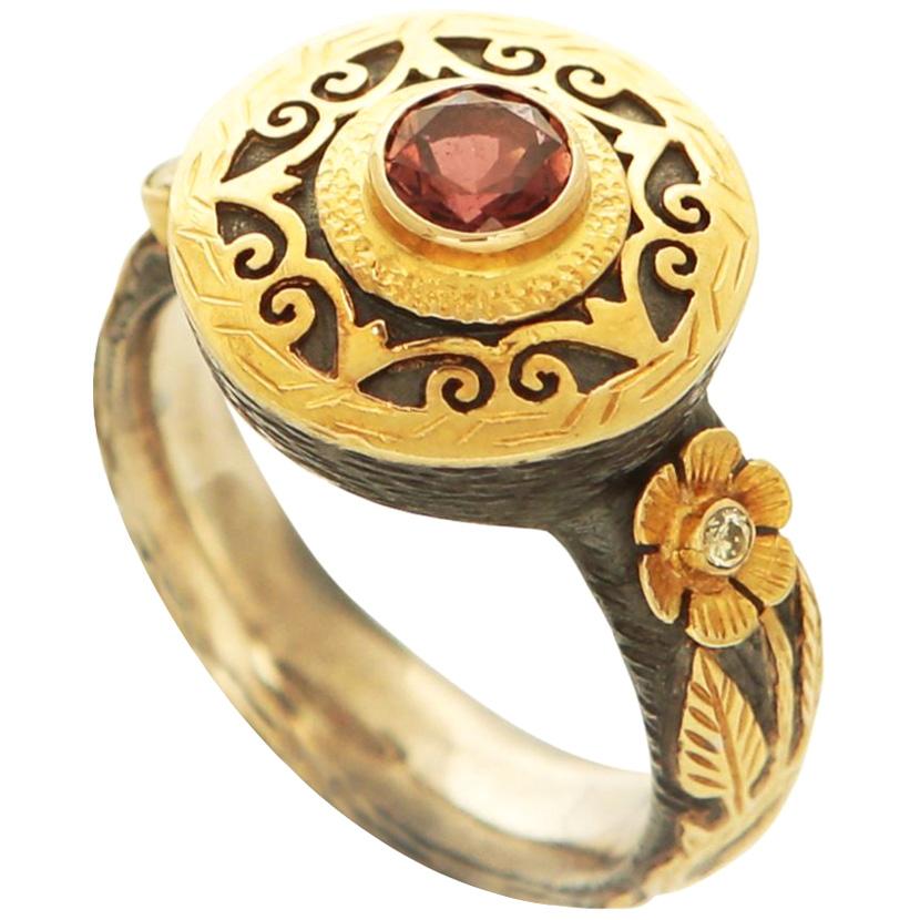 Antique Inspired Tourmaline and Diamond Ring
