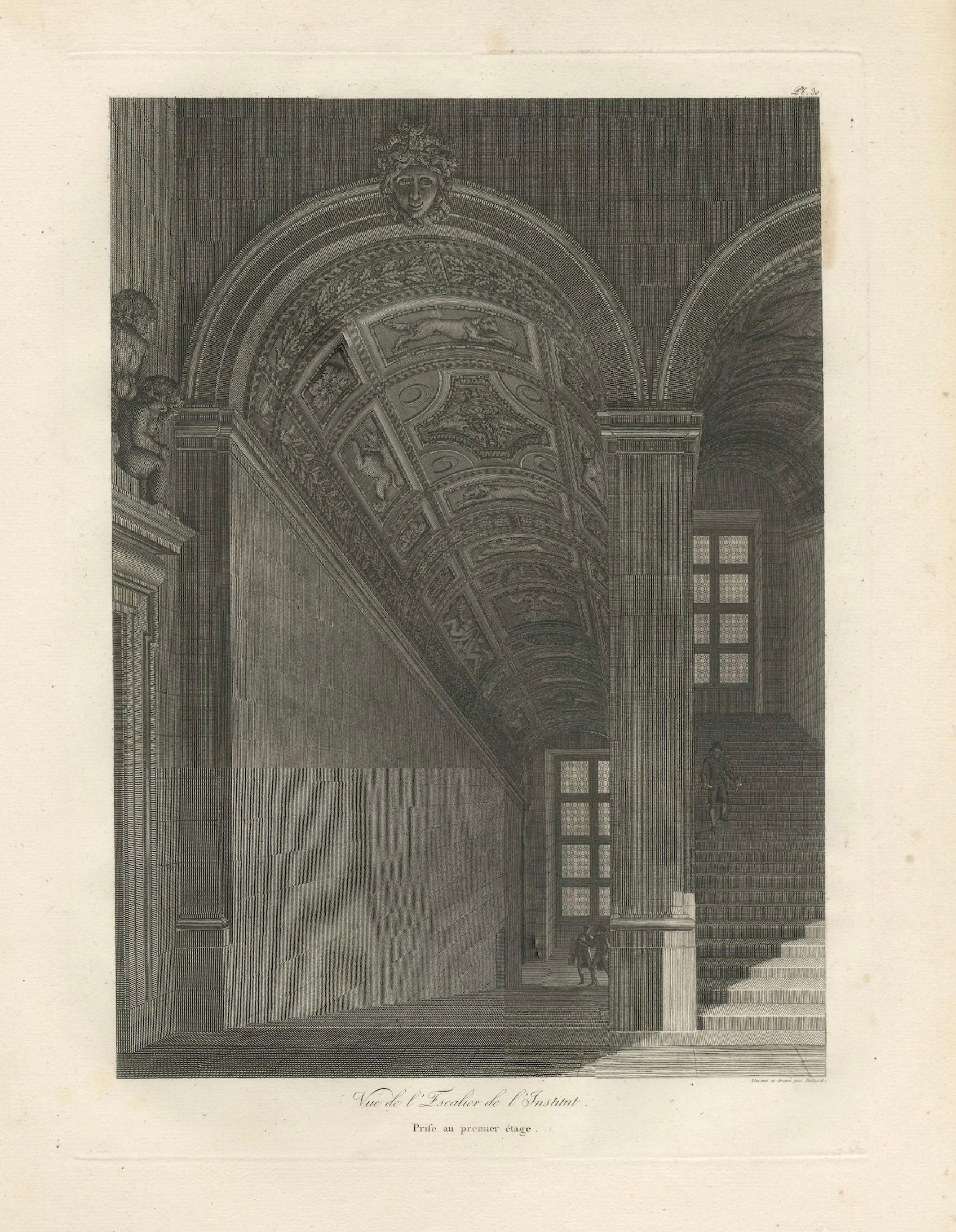 Antique Institut de France Grand Staircase Interior Print – Baltard 1803