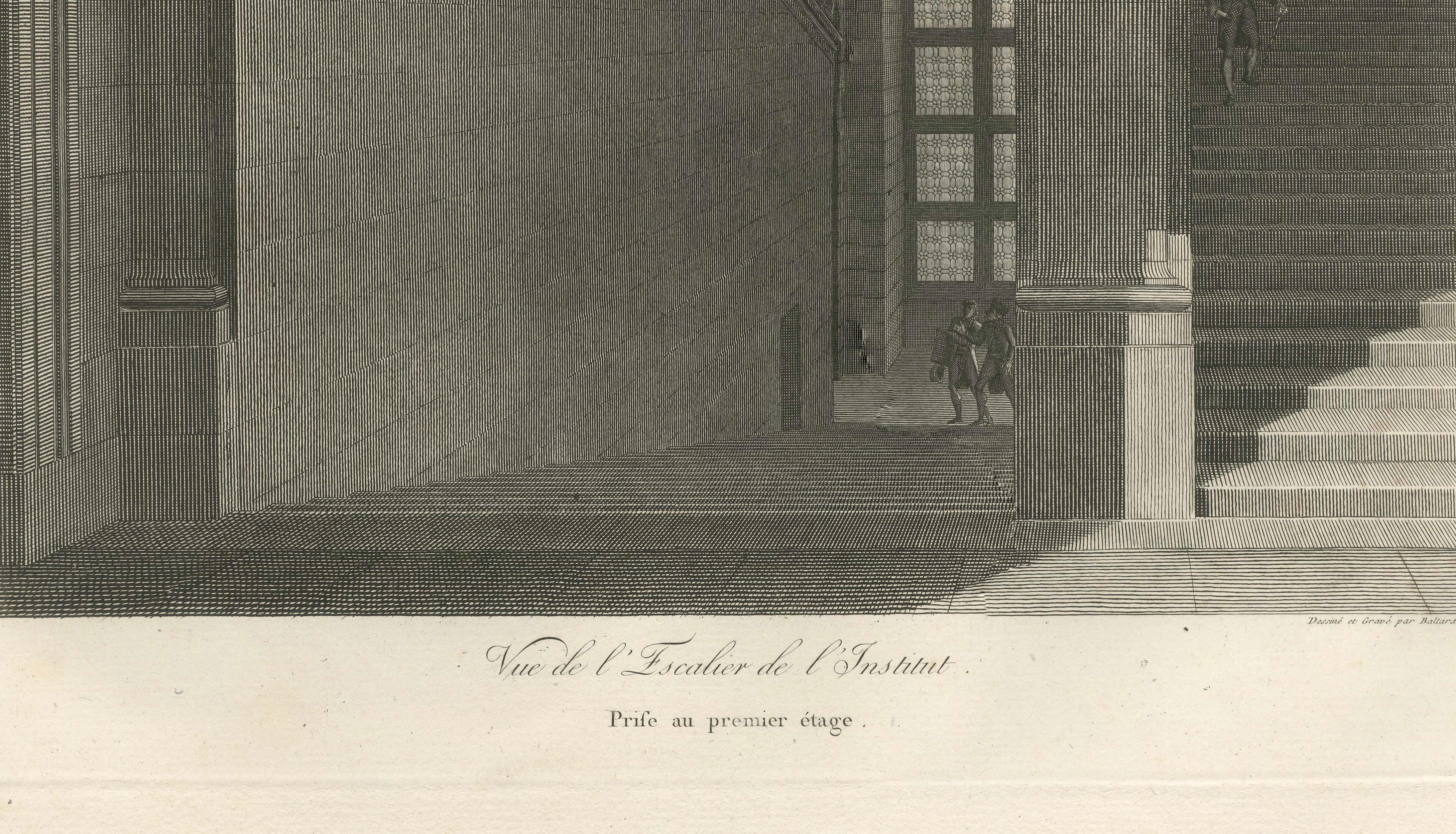 Antique Institut de France Grand Staircase Interior Print – Baltard 1803