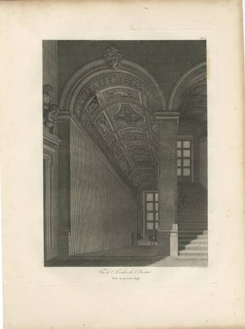 Antique Institut de France Grand Staircase Interior Print – Baltard 1803