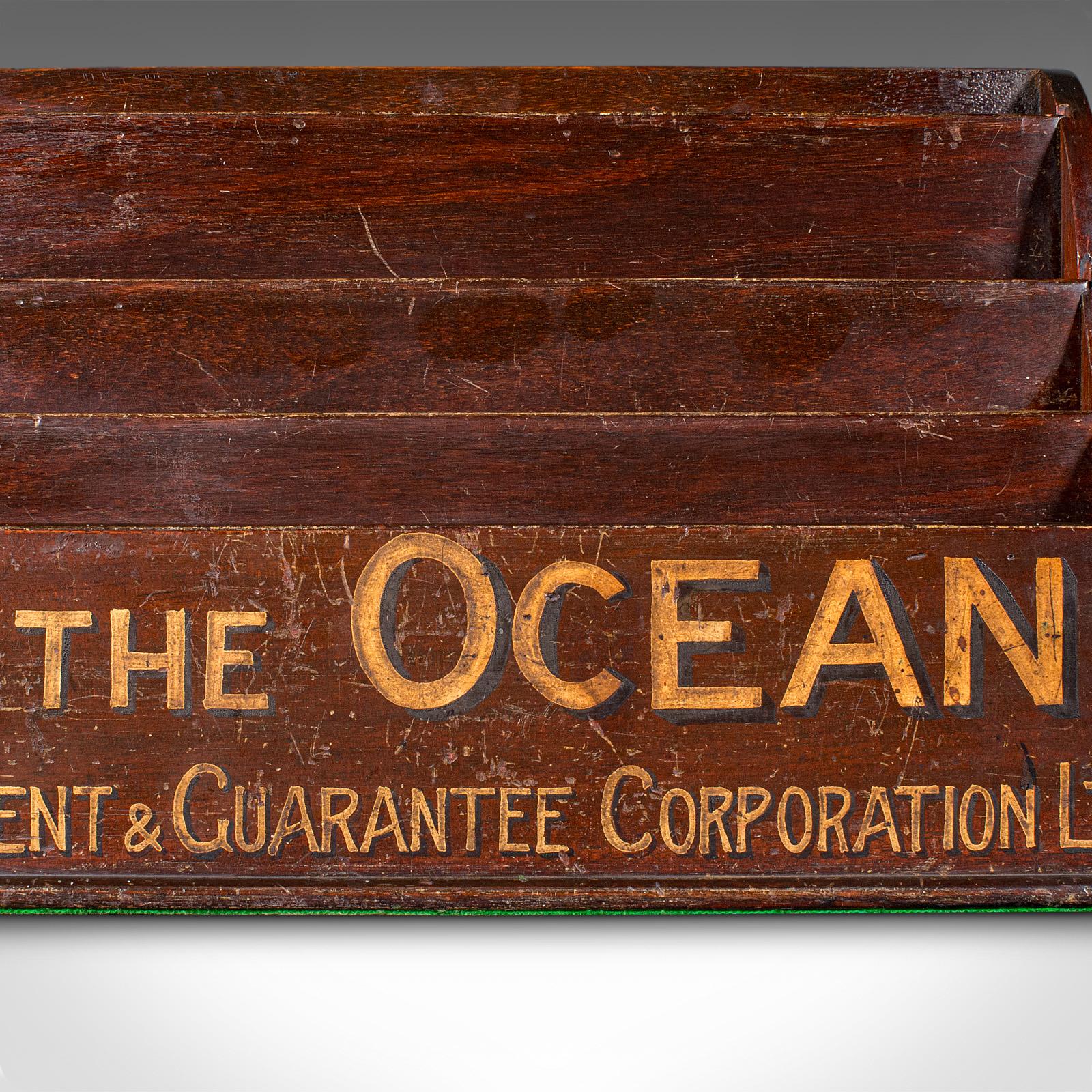 Antiguo Ordenador de Escritorio de Agente de Seguros, Inglés, Organizador de Cartas de Oficina, Victoriano Madera en venta