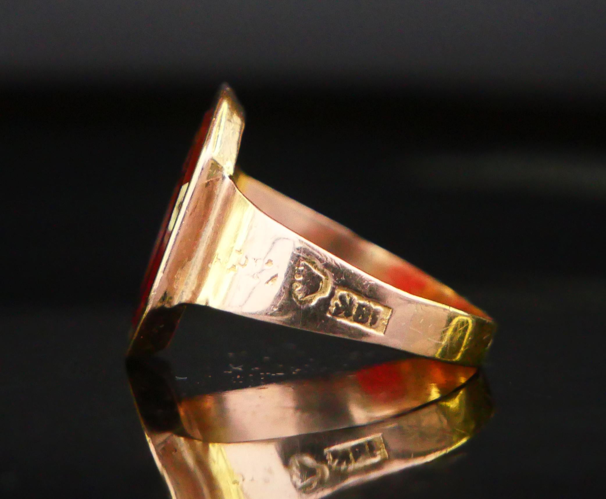 Antique Intaglio Signet Ring solid 18K Gold Carnelian ØUS9.75/  4gr For Sale 8