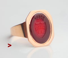 Antique Intaglio Signet Ring solid 18K Gold Carnelian ØUS9.75/  4gr