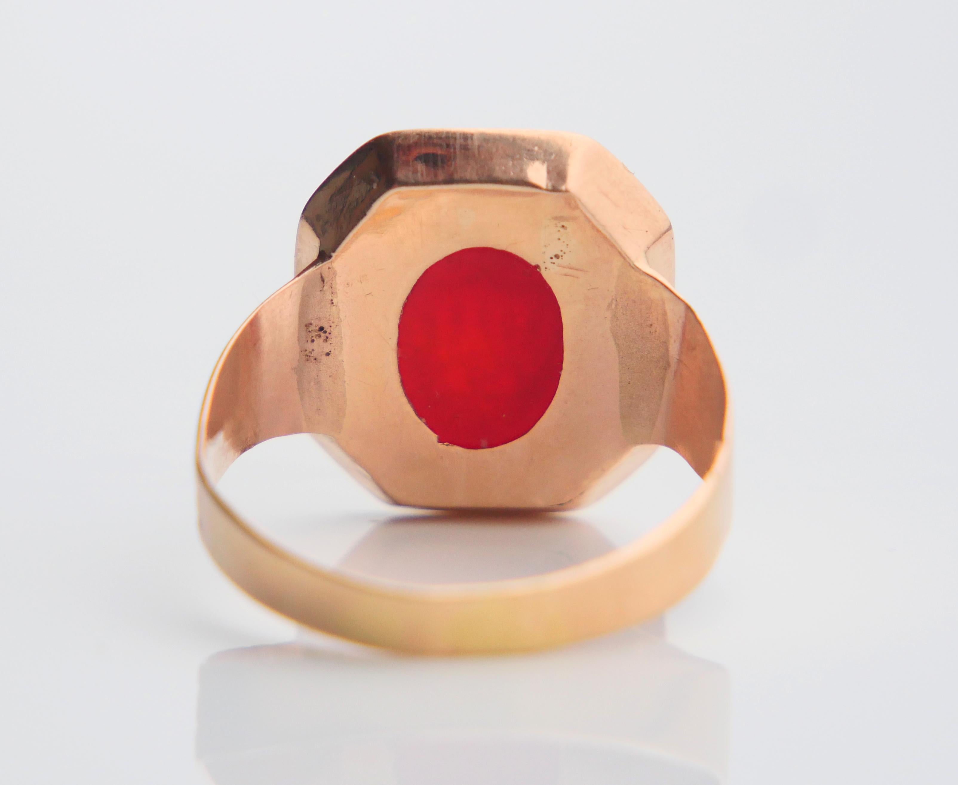 Oval Cut Antique Intaglio Signet Ring solid 18K Gold Carnelian ØUS9.75/  4gr For Sale
